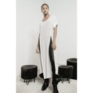 Nicholas K Jaoa Shirt Dress Size Medium White Midi Side Slits With Buttons